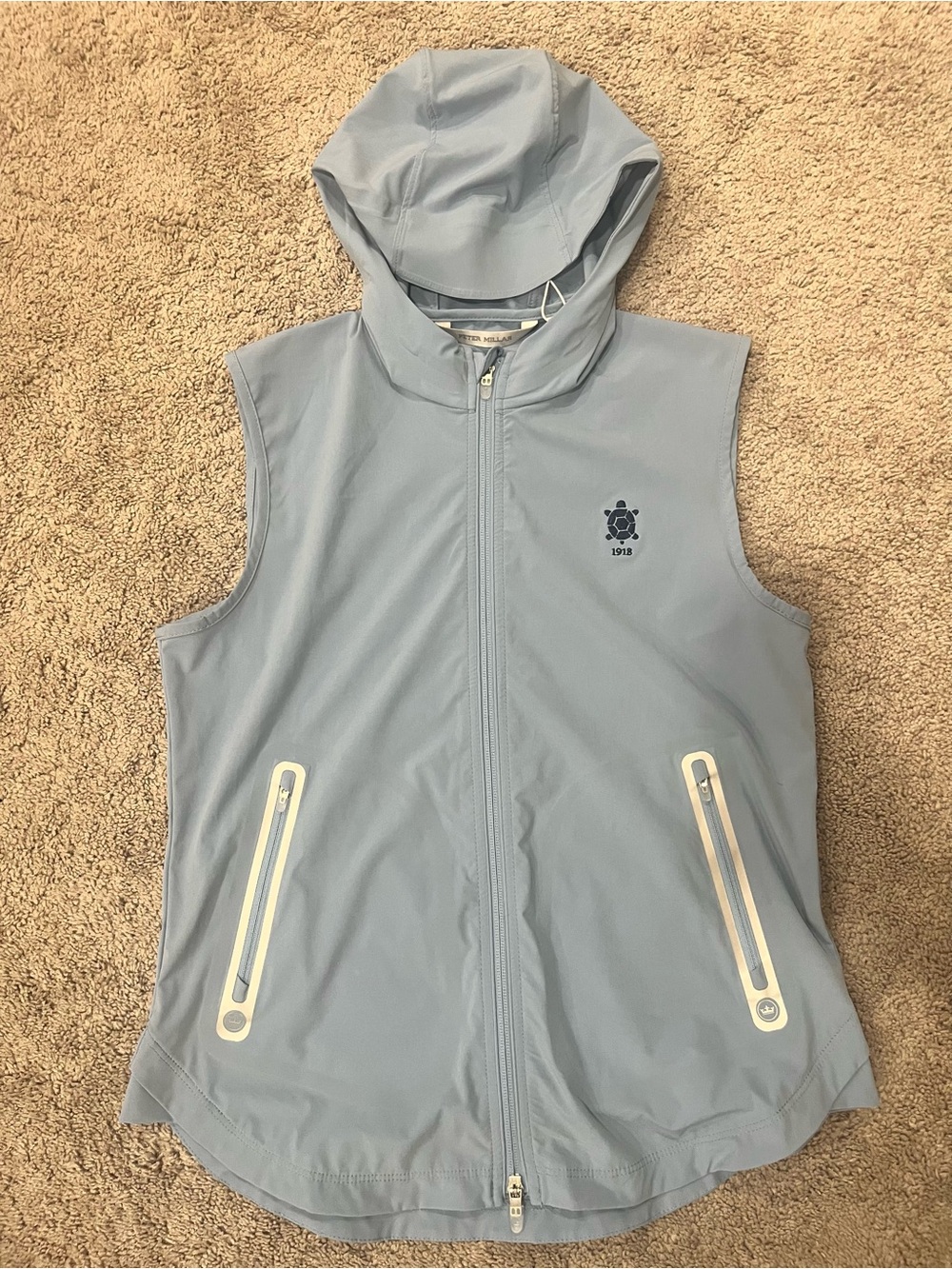 Peter Millar Light Blue Hooded Sleeveless Zip Vest - NWT